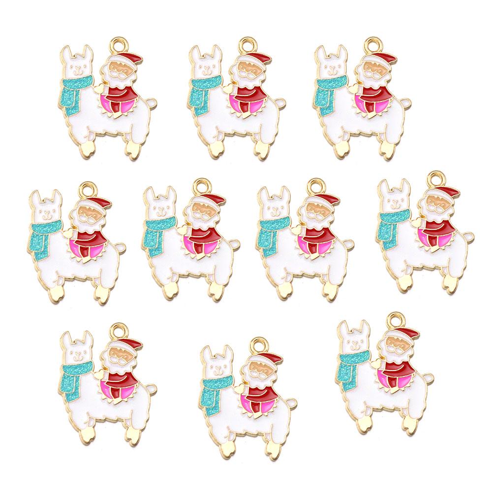 10pcs/lot Alloy Drop Oil Pendants Flower Alpaca Cactus Shaped Charm For DIY Fashion Christmas Necklace Earrings Jewelry Gifts