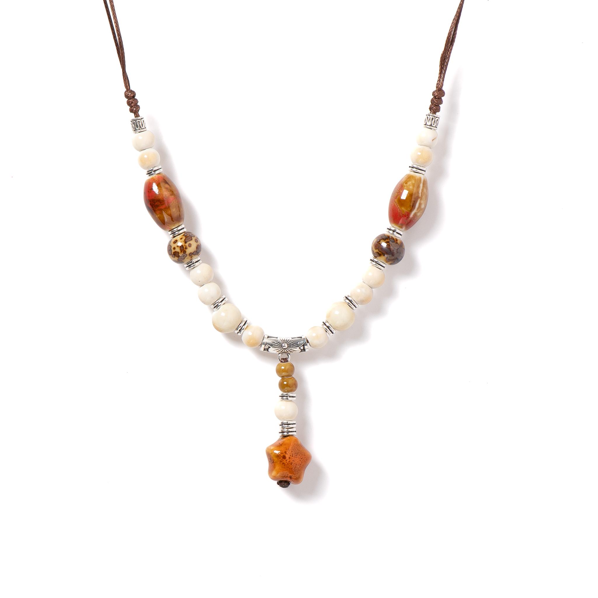 

Vintage Ceramic Starfish Shell Necklace Boho Handmade Jewelry for Women Adjustable Long Pendant 40-80cm 197