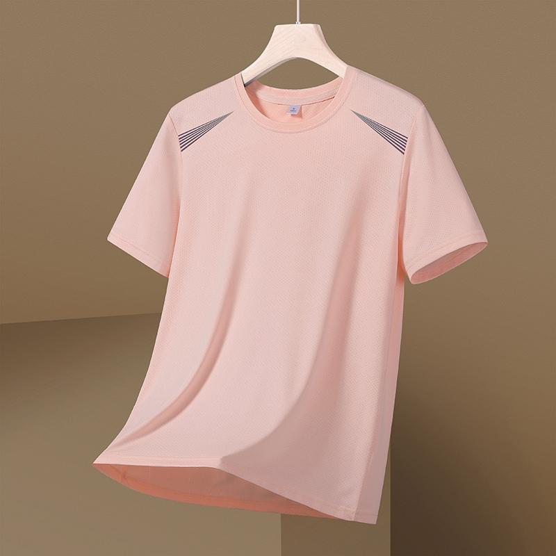 Camouflage Ice Silk Short-sleeved T-shirt Men's Thin Loose Quick-drying T-shirt Running Sports Elastic Men's Top Large Size