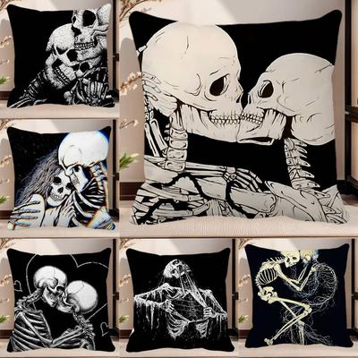 Simple Skull Love Married In Love Pillow Case Square Pillow Bedroom Sofa Leisure Comfort Cushion Car Home Decoration