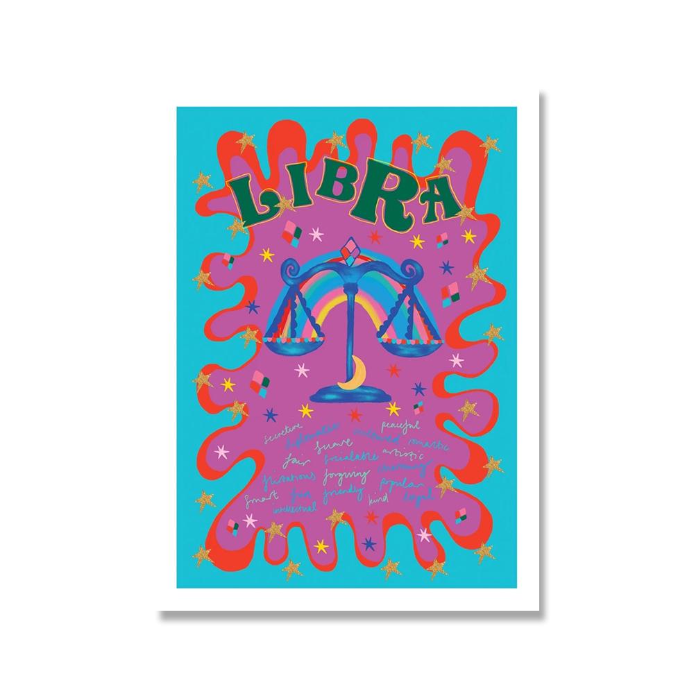 Zodiac Constellation Art Poster Print Abstract Boho Colorful Weird Canvas Painting Wall Picture Nursery Living Room Home Decor