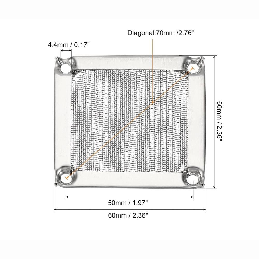 Aluminum Computer Fan Filter Grills Silver Black Axial Flow Fan Mesh Dust Cover  Computer Cooling Silver  60mm