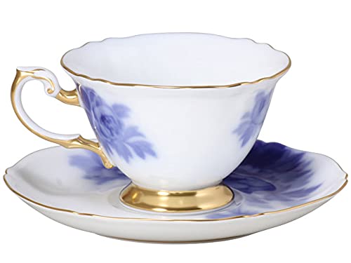Okura Art Pottery, The Okura Okazome Botan (Oka-dyed Peony) Cup & Saucer, Coffee/Tea, Approx. 200cc, Made In Japan, 70C/8351