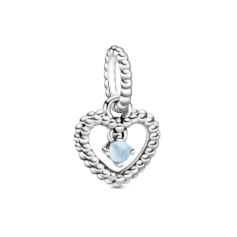 Pandora Sky Blue Beaded Heart Shape 925 Silver Pendant Women s Silver 798854C07