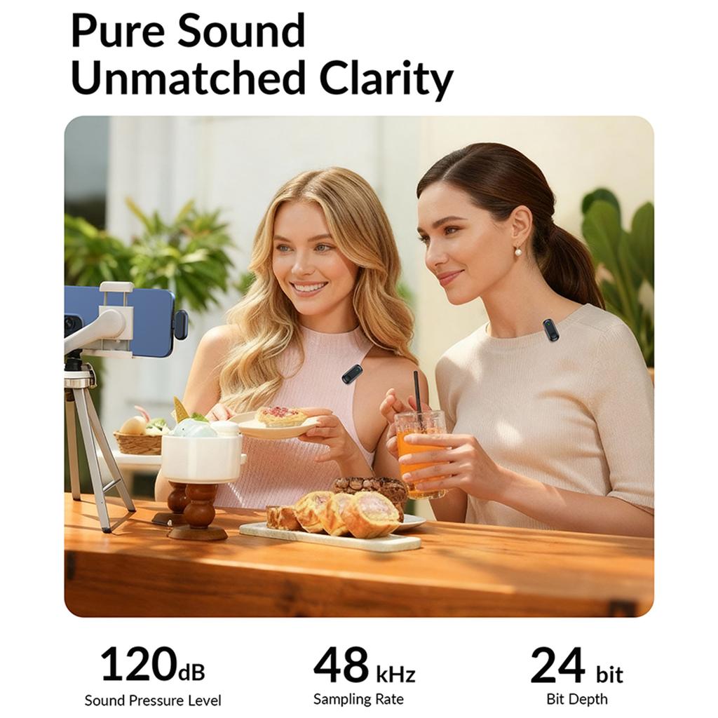 Wireless Microphones,  Magnetic Microphone With Noise Cancellation  Microphone 2 Pack LED Display Mic For Interview, Video And Podcasting