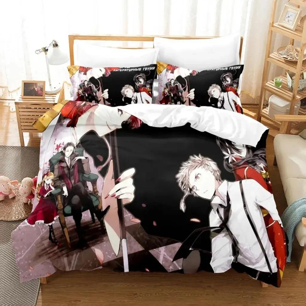 Anime Dazai Bungo Stray Dogs Bedding Set Boys Girls Twin Queen Size Duvet Cover Pillowcase Bed Kids Adult Home Textile