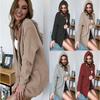 2025 Women's Autumn-Winter Hooded Knitted Cardigan Sweater with Pockets