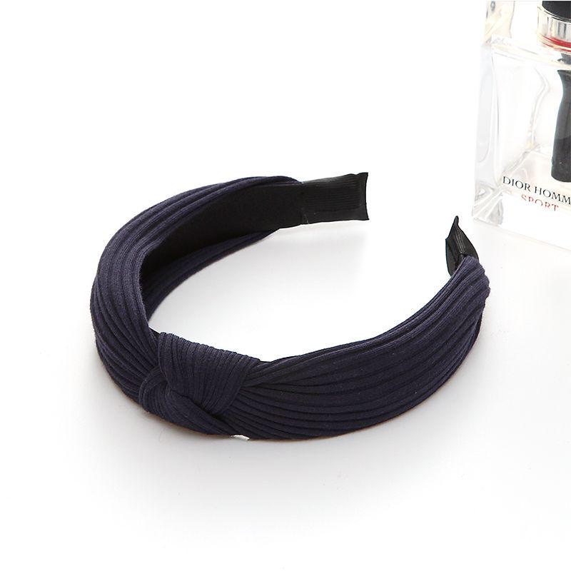 Pure Color Fabric Hair Decoration Ladies Simple Manual Production Knot Wide Edge Hair Hoop Head Hoop