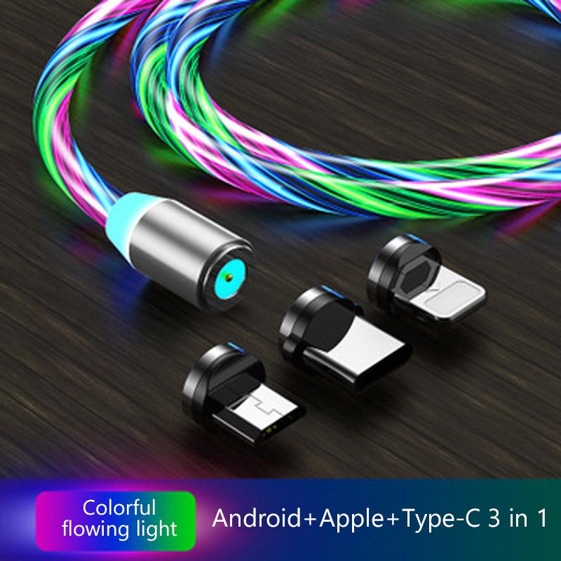 Glowing Cable Mobile Phone Charging Cables Led Light Micro Usb Type C Charger For Samsung Iphone Magnetic Phone Charge Wire Cord