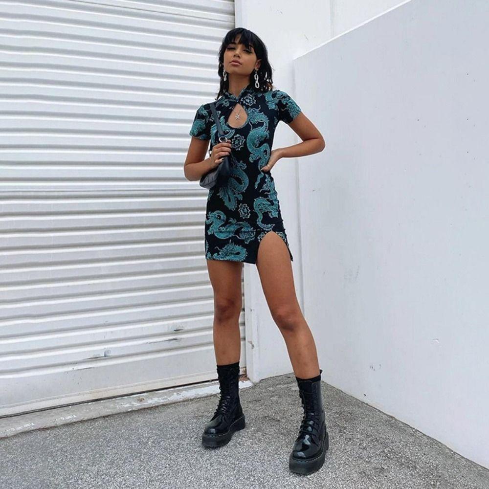 

Винтажное китайское платье-чеонгсам, тонкая женская одежда, ретро-принт с драконом, фотография чеонгсама 3XL