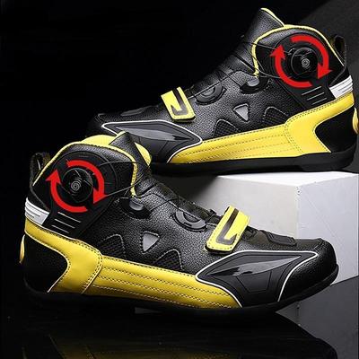 Botas de Motocicleta de Caña Alta para Hombre/Mujer Botas de Motocicleta Botón Giratorio Botas de Bicicleta