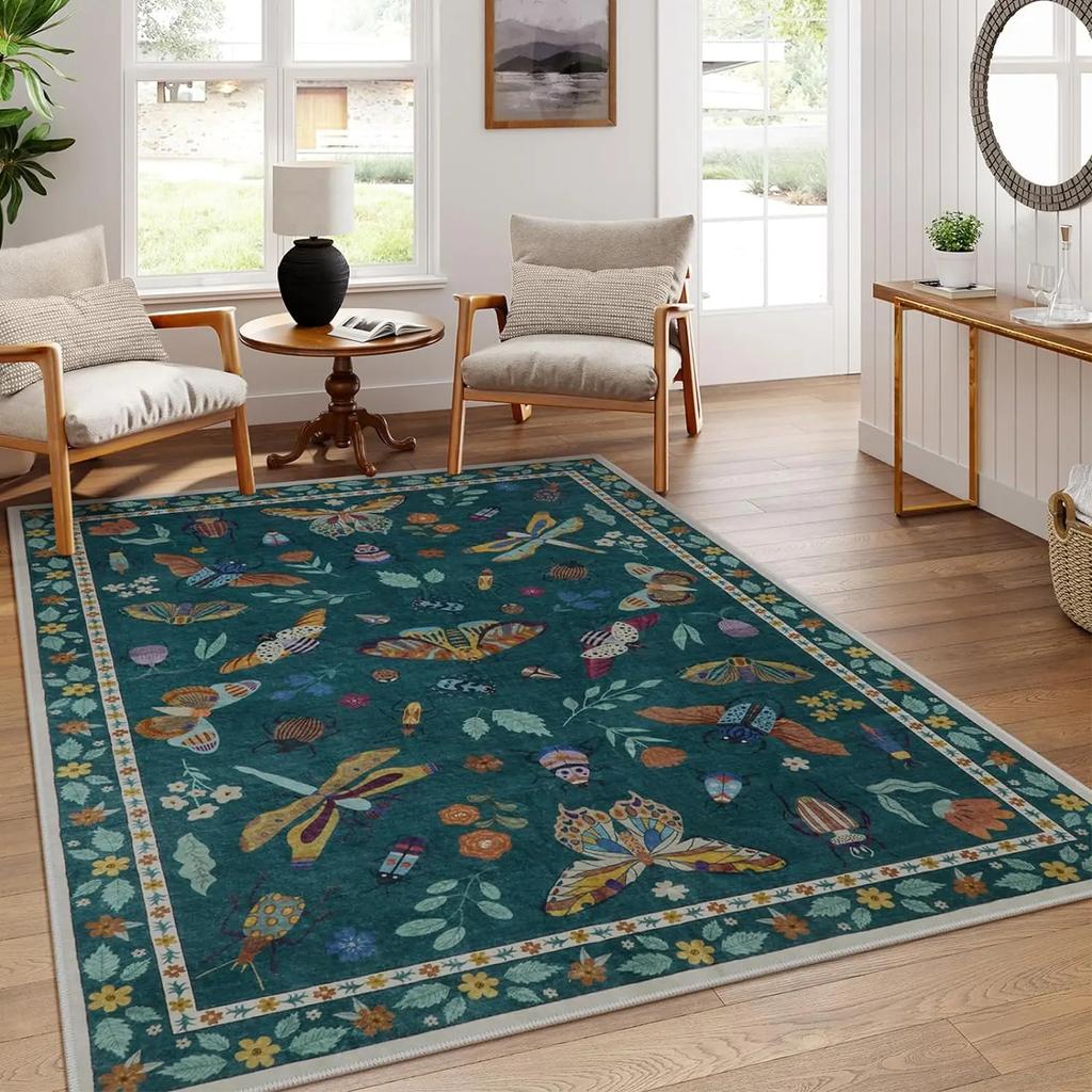 1pc Geometric Print Rug Boho Stylish Carpet Modern Stain-resistant Washable Rug for Living Room Bedroom Art Supplies Home Decor