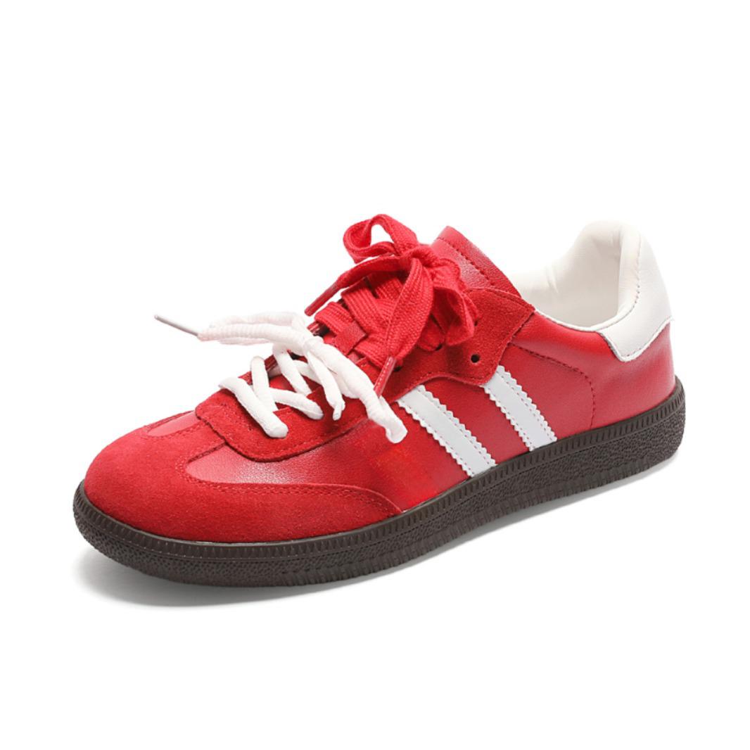 

Женские кроссовки для тренировок в стиле ретро 2025 года — мода осень/зима с двойными шнурками 38 красный