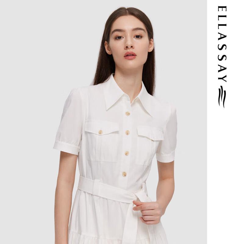 ELLASSAY Spring/Summer Cotton-Feel Shirt-Style Tiered French Dress