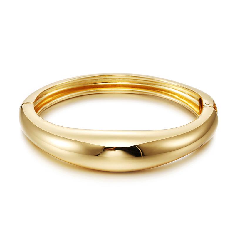 New Arrival Custom Size Solid Color Zinc Alloy Gold Bangle Bracelet for Women Minimalist Jewelry