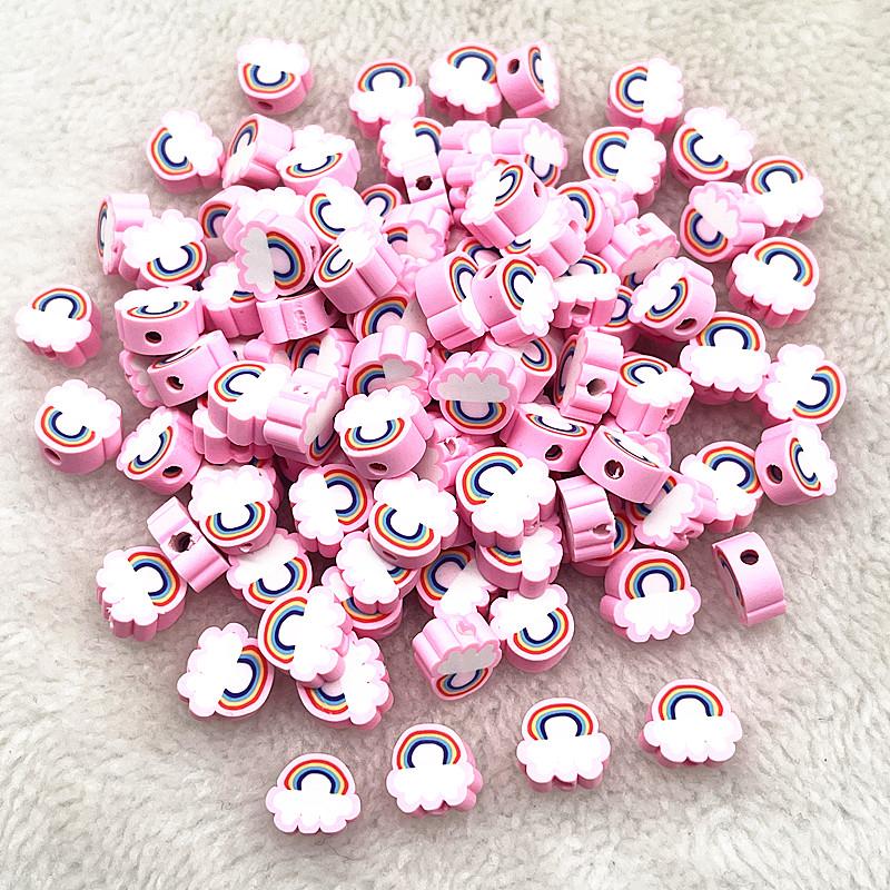 30pcs 10mm Heart Shape Fruit Beads Polymer Clay Beads Spacer Loose Beads for Jewelry Making DIY Bracelet Earring