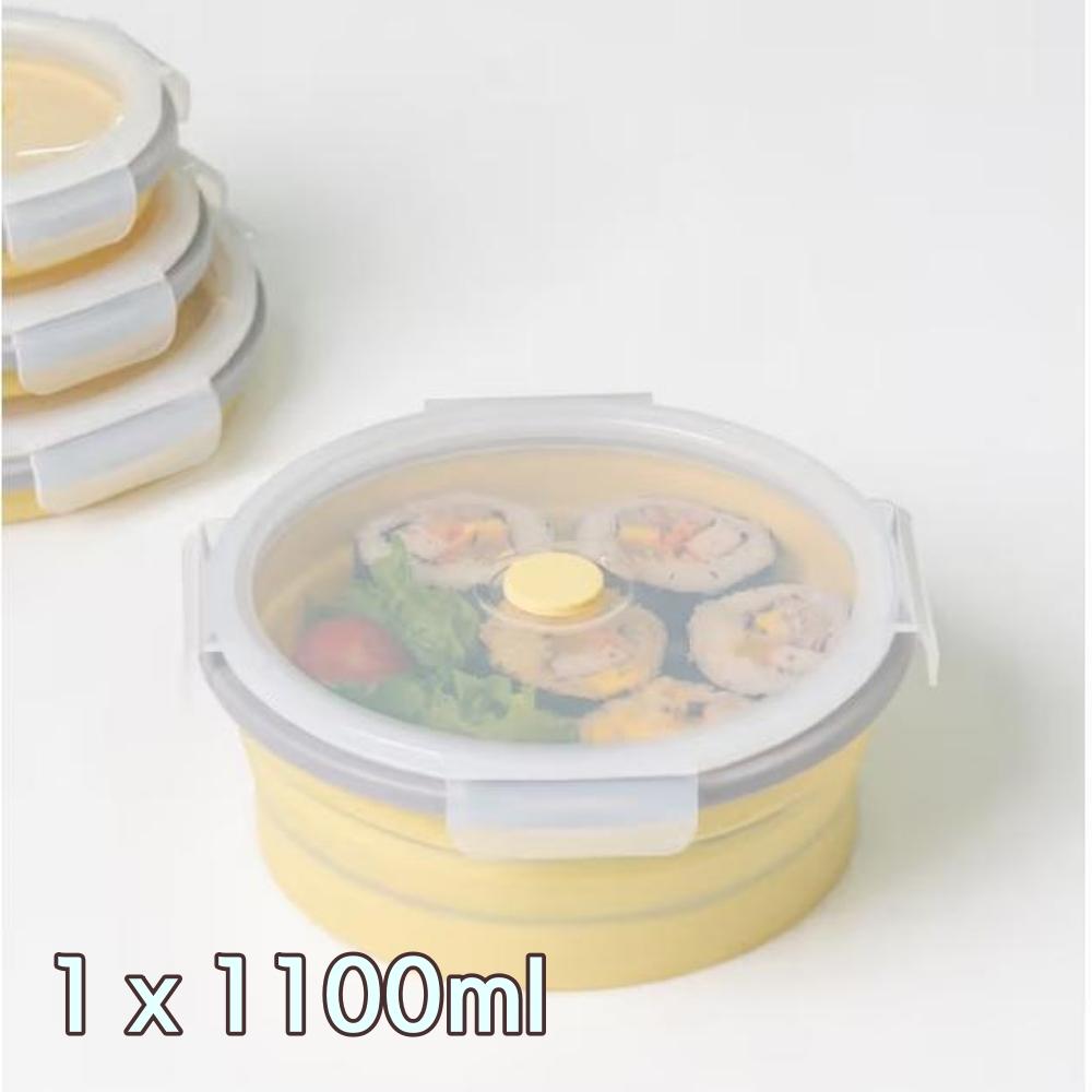 Foldable Silicone Round Container 1100 Ml (Diameter 17 Cm X H 7.4 Cm, Diameter 6.7" X H 2.9")