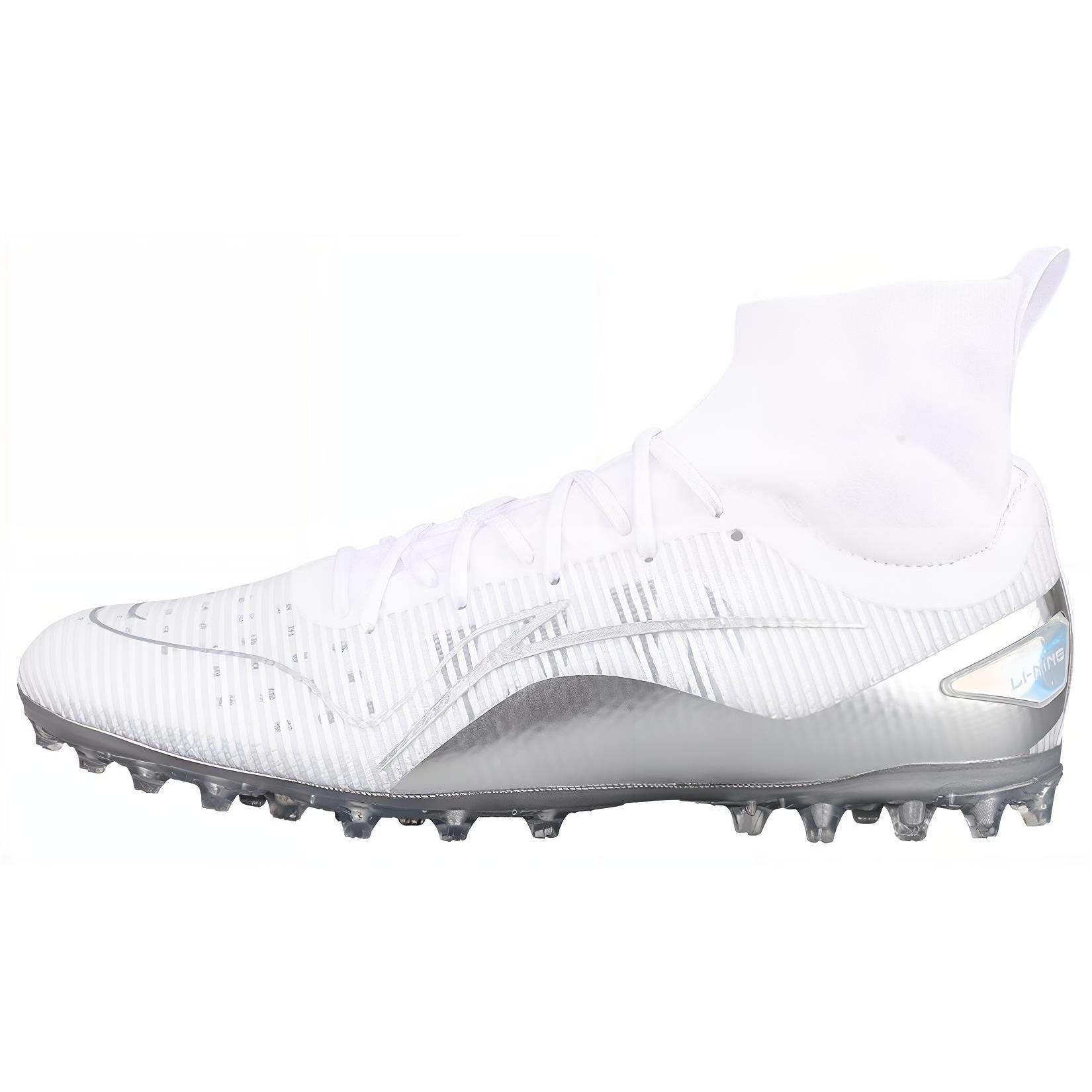 

new LiNing MG Rubber Short Studs Artificial Ground Anti Slip Wear Resistant Soccer Shoes Men s White Silver 39.5