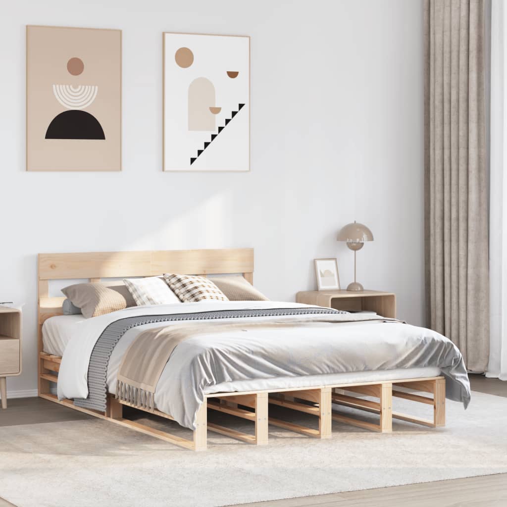 Solid Wood Bed Frame without Mattress 140x190 cm Pine Wood