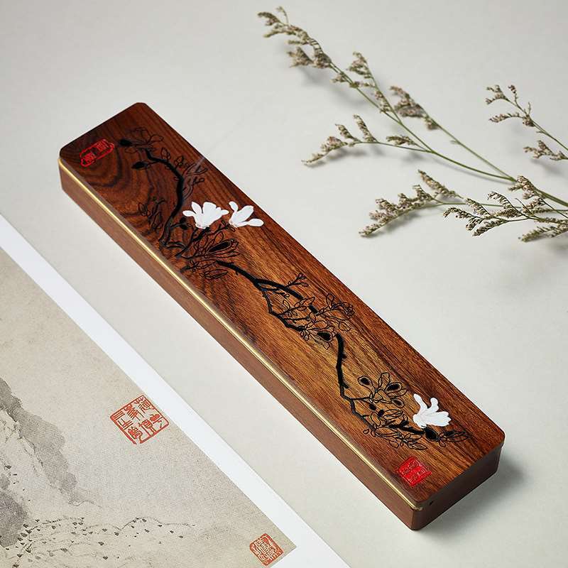 

BEPAN 1 Set Wooden Zen Style Yulan Magnolia Incense Box Solid Wood Incense Burner for Tea Ceremony Home Decoration Gift