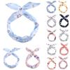 Floral Rabbit Ears Knotted Wire Hair Bands Metal Wire Scarf Women Headband