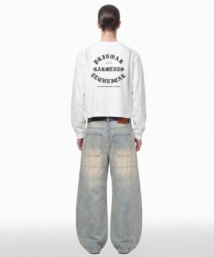 PRINOAR Garments Semi-Crop Long Sleeve T-Shirt - White