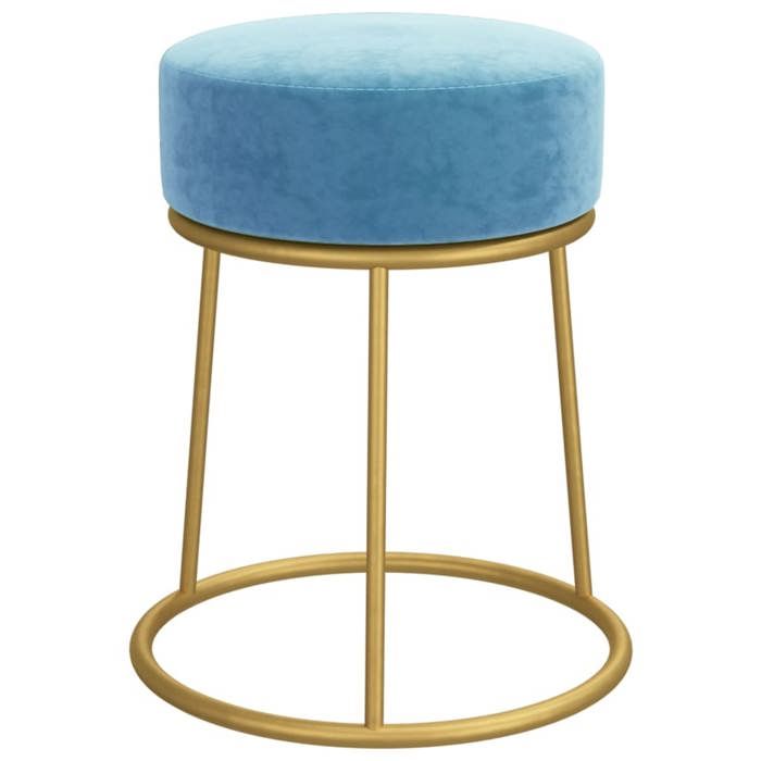 VidaXL Round Stool Light Blue Velvet, 1.91 Kg