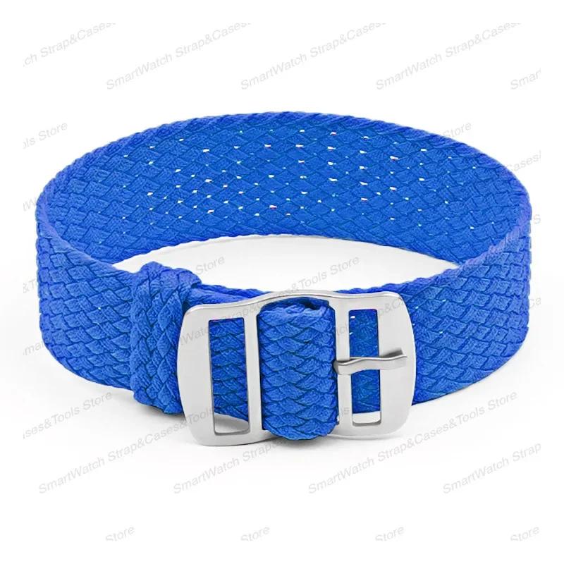 14mm 16mm 18mm 20mm 22mm Perlon Woven Nylon Watchbands Fabric Bracelet Military Men Watch Strap Metal Buckle Black Blue Band