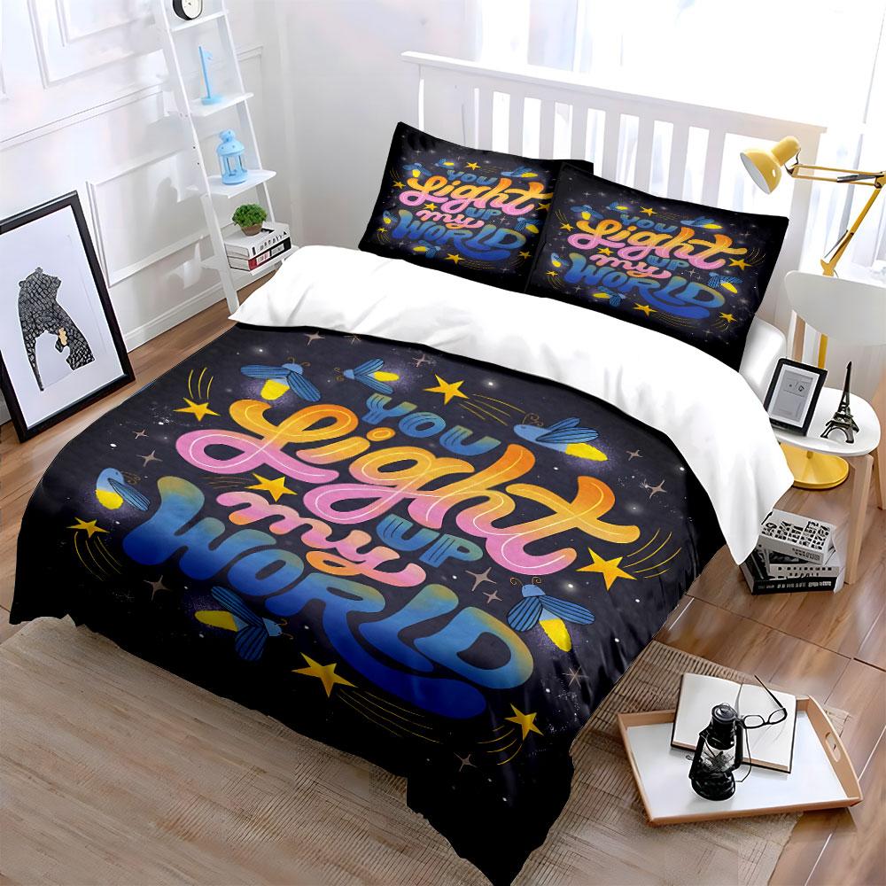 Text, Stars, and Butterflies. Bedding Sets Duvet Cover Sets Duvet Covers Pillowcases(1* Duvet Cover 2* Pillowcases Without Duvet Insert)