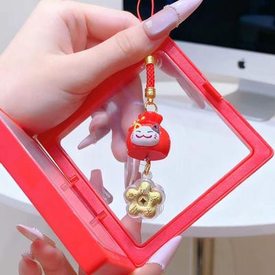 Golden Lucky Cat Keychain & Phone Lanyard - Cute Cartoon Bell Charm for Women's Accessories
