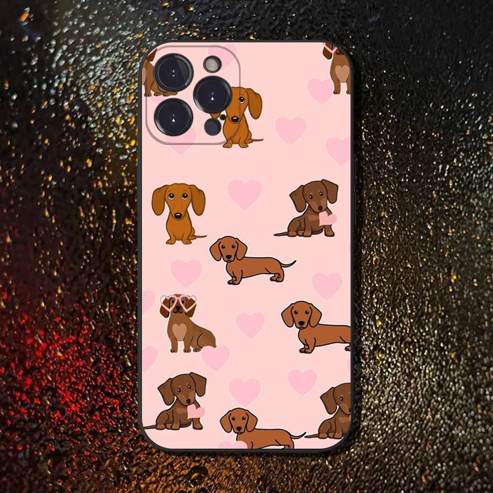 

Cute Dachshund Phone Case For iPhone 16,15,14,13,12,11 Plus,Pro Max,XS,X,XR,SE,Mini,8,7,Soft Silicone Black Cover iPhoneXR
