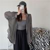 Opalovací krém Outwear Jednobarevné Univerzální Knoflíky Placket Ženy Plážový styl Šifon Top Šátek Dámské oblečení