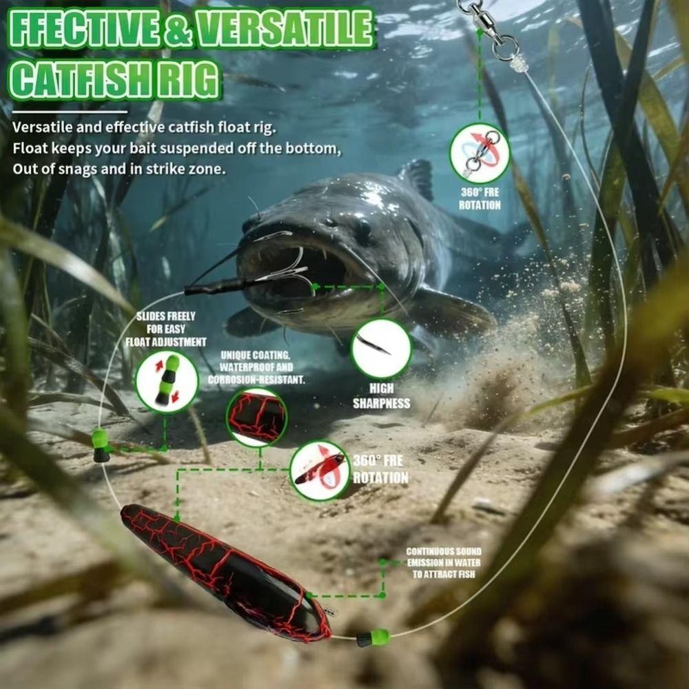 Pre-Tied Catfish Float Rig Double Hook Fishing Float Rig Reliable Bottom Fishing Rig Carp Fishing