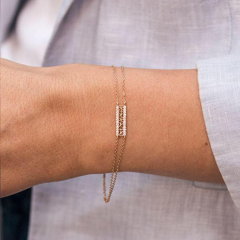 S925 Sterling Silver Bracelet for Women, New Hollow Snowflake Double-layer Chain, Simple and Fashionable OL Inlaid Zircon Ring Set