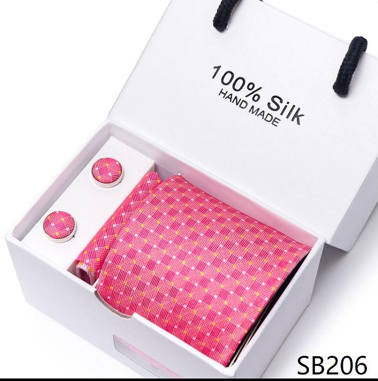 Men's 1200-Needle High-Density Business Stripe & Paisley Tie Set - 6 Piece Groom & Wedding Gift Box