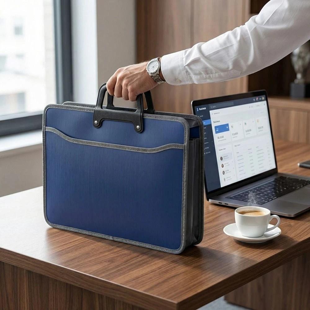 Waterproof Office Briefcase Large Capacity Business Tote Bag Thickened Portable File Bag  Car Side