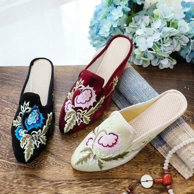 2025 Chinesischer Stil Sommer Harajuku Hausschuhe Damenschuhe für Frauen Lässig Vintage Stickerei Ethnischer Stil Streetwear