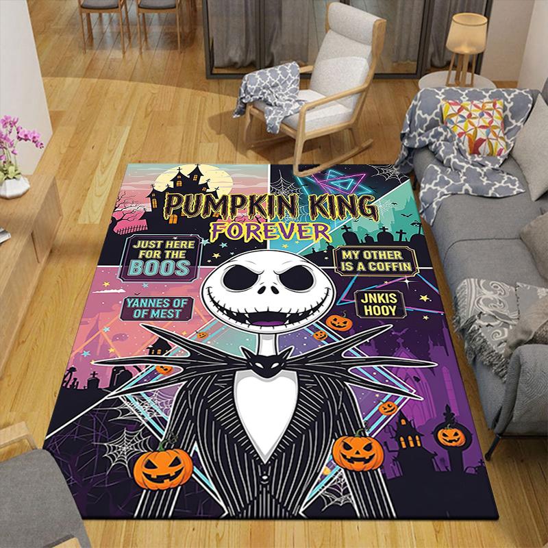 1Pc Pumpkin Halloween Printed Flannel Rug Soft Non Slip Carpet for Bedroom Living Room Office Floor Outdoor Home Decor Xmas Gift H1166