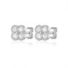 S925 Four-Leaf Clover Stud Earrings with High-Quality Diamond Inlay - Elegant and Versatile Design