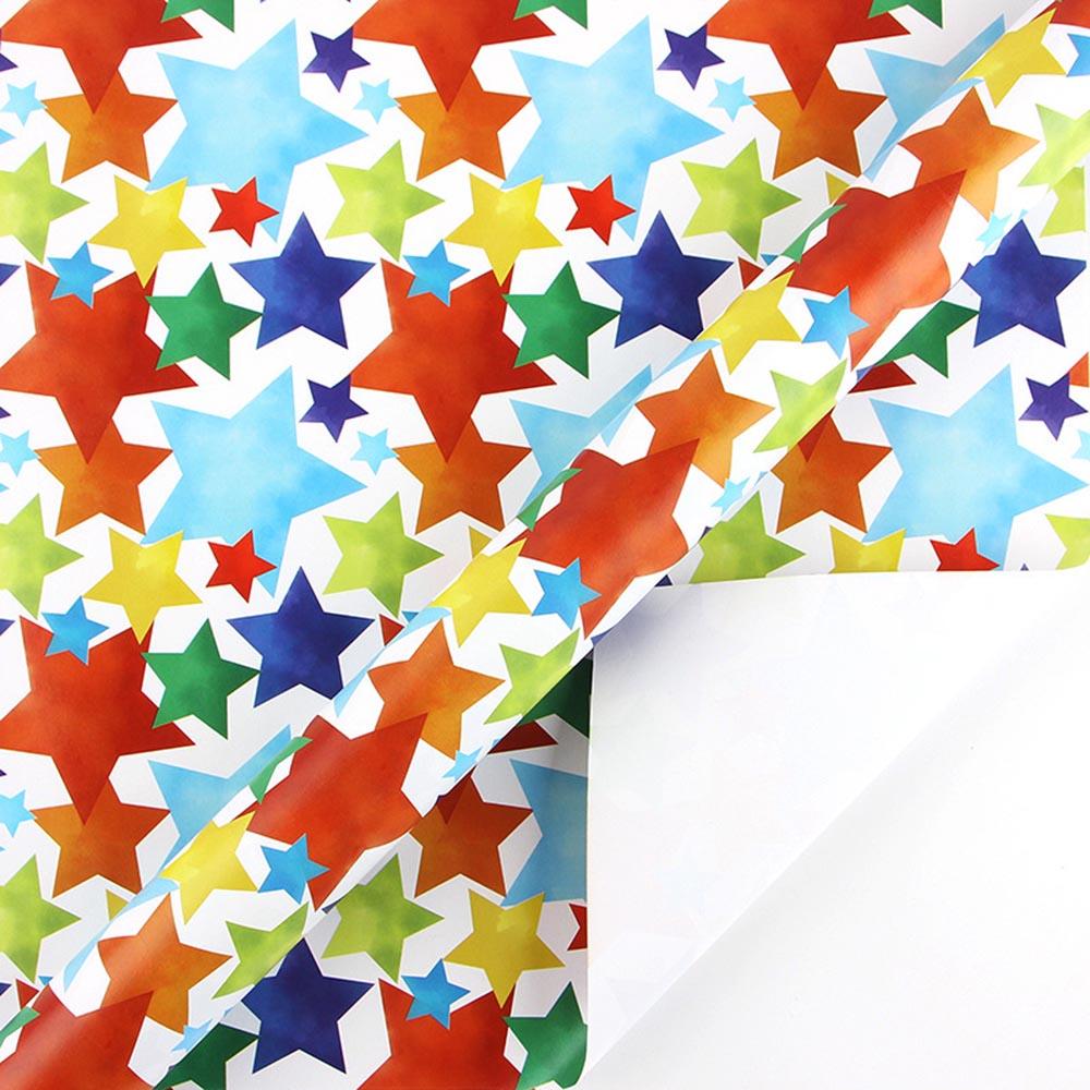 300*43cm 1 Roll Wrapping Paper Rainbow Polka Dots Star Gift Packaging Paper DIY Craft Paper Festival Birthday Gift Decor Paper