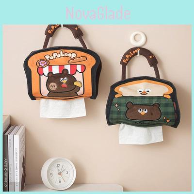 Modern Minimalist Bear Pattern Linen Paper Towel Dispenser For Home Bathroom And Car Decor