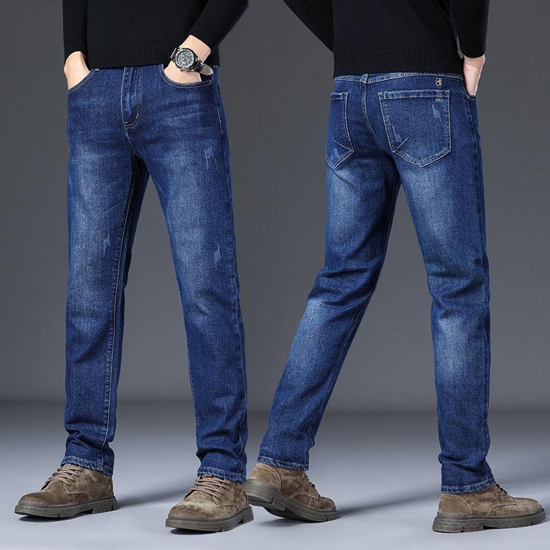 Men's Trendy Casual Lightweight Luxury Straight-Leg Slim-Fit Stretch Denim Trousers - New Style