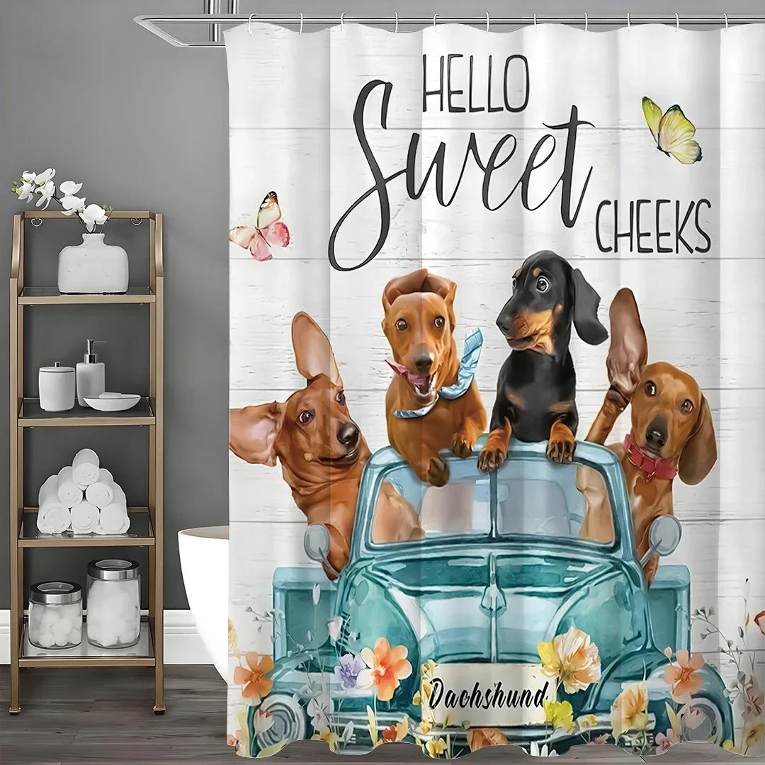 

Cute Dog Shower Curtain, Bathroom Decorative Shower Curtain, Waterproof Shower Curtain With Hooks W60H190(CM)-1 Pcs