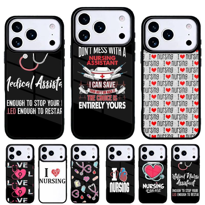 Funny I Love Nursing Phone Case for iPhone 17 16 15 14 13 Pro Max Back Cover for 12 11 Pro Coque
