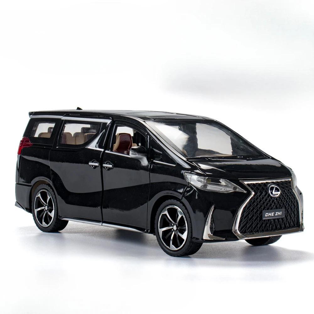 1:24 LM300H LX570 Car Model Toy Alloy Diecast Sound Light Pull Back Door Opened Miniature Models Birthday Gifts for Kids