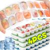 4pcs Grids Ice Cube Trays Reusable Silicone Ice Cube Mold Fruit Ice Maker with Removable Lids Kitchen Tools Freezer Summer Mould