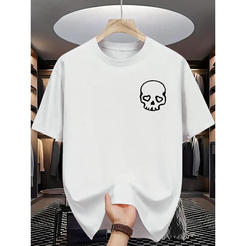 European Sizes Men's Love-Eye Skull Print T-Shirt, Romantic Dark Style, Suitable for Fashion Events, Ideal for Dark Romantic Aesthetics Lover