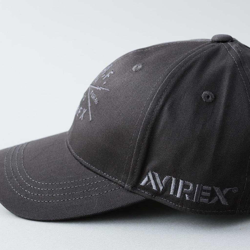AVIREX ARMY Military Embroidered Baseball Cap for Men Free US BASE 6-Panel Low-Profile (JP, Alphabet, Size, Charcoal)