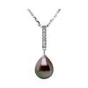 Necklace - Pearls & Colors - Tahiti Pearl A+ - 8-9 Mm - 925 Sterling Silver - Cubic Zirconia