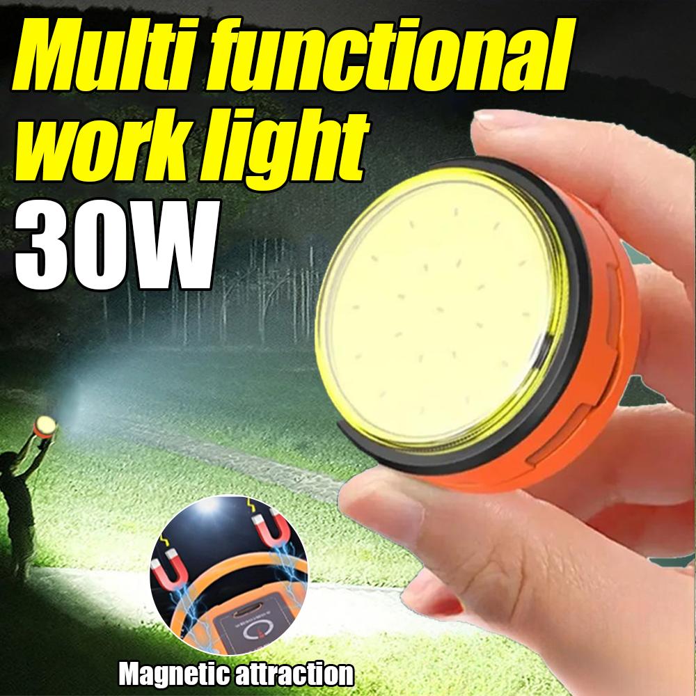 3000lm Mini High Power LED Camping Flashlight USB Rechargeable with Magnet Base Power Bank for Outdoor Tent Portable Emergency Lantern
